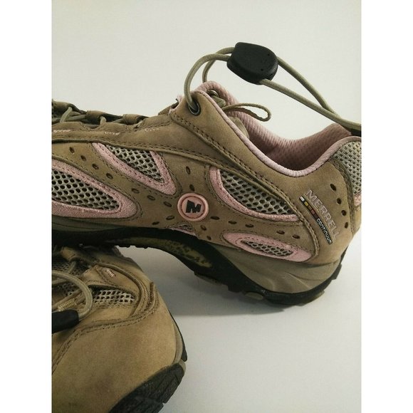 Women's Merrell Hiking Shoe Size 9 Tan and Pink - Picture 2 of 12